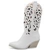 IF Fashion Cowboy Western Scarpe da Donna Stivali Stivaletti Punta Camperos Texani Etnici LY80-3 Bianco 38