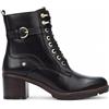 Infinity Leather Infinity Stivali Biker da combattimento a tacco medio in pelle nera da donna - Llanes