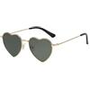 HPIRME Occhiali da sole polarizzati a forma di cuore a forma di cuore Occhiali da sole decorativi vintage da donna in metallo Uv400, verde oro C2, taglia unica