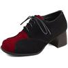 Lizoleor Decollete Donna Tacco Largo Medio Punta Quadrata Stringate Comodo Casual Classiche Nero Numero 39 EU/40CN