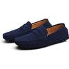 LZQpearl Mocassini Penny da Uomo, Scarpe Basse da Uomo in Pelle Scamosciata, Slip on Boat Deck Casual Mocassino Pantofole per Unisex Adulti E Adolescenti (Navy,39)