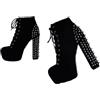Frankie Hsu Moda Halloween Rivetti in Metallo Piattaforma Chunky Modern Cool Girl Style Large Size Nero Faux Suede Block Tacchi Alti Caviglia Stivaletti Corti per le Donne, nero, 41 EU