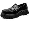 HHMYJUQA Mocassini da Uomo con Suola Spessa A Carrarmato Slip-On in Pelle Verniciata Scarpe da Cerimonia Mocassini Casual con Plateau