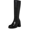SOVANYOU Stivali alti al ginocchio nero da donna Punta quadrata Tacco alto con piattaforma stivali, nero, 40.5 EU