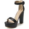 qibusleen 5.1-Inch Open Toe Nero Piattaforma Sandali per le donne Confortevole, Donna Block Chunky Tacchi Alti Cinturino alla caviglia, Matrimonio Partito Sera Prom Dressy Scarpe Pompa-39