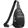 befen Borsa a Tracolla per Donna Anti-taccheggio in Vera Pelle con Protezione RFID - Sling Bag Borsello Tracolla Viaggio per Trekking, Lavoro, Sport