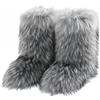 FQLGJMY Furry Faux Fur Stivali da neve invernale fuzzy scarpe peluche in camomilla caldo mezzo vitello comodo all'aperto piatto stivali di moda