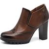 IF Fashion Scarpe da Donna Francesine Ricamo Tacco Grosso Pelle Sintetica CH1990 Brown N.37