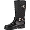 AONEGOLD Stivali da Pioggia Donna Stivali di Gomma Altezza Medio Wellington Boots Impermeabile Antiscivolo Scarpe Giardino Stivali da Acqua(Nero,41 EU)