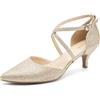 Greatonu - Scarpe da Donna a Punta Corta con Cinturino alla Caviglia e Tacco Basso, Oro Glitter., 38 EU