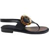 Frau 86T8, Sandali Infradito da Donna in Pelle con Fibbia Turtle (Nero, numeric_39)