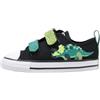 Converse Chuck Taylor all Star Bambino A15900C con Dinosauri,Nero/Bianco/Verde Neon,Doppio Strappo (Nero Verde, Sistema Taglie Calzature EU, Bimbo (0-5 Anni), Numero, Media, 23)