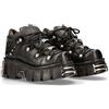 New Rock Stivaletto Metallic M.106N-S16 per uomo e donna in pelle bovina nera, stile gotico punk rock, piattaforma 4 cm, tacco 6 cm, suola PU Ultra, lacci, collezione Metallic TALLA 36