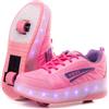 WOHS Scarpe da Ginnastica con Due Ruote e luci LED. Ricaricabile, 16 Effetti di Luce. Ruota Posteriore Automatica. Rosa/Lilla. Taglia 36