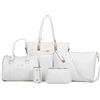 FiveloveTwo Set di 6 borse da donna Hobo Clutch Top Handle Totes Cartelle Borse a tracolla e borsa grande+Tote+Borsa a tracolla+Portafoglio+Porta carte, Borsa Bianca