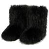 FQLGJMY Furry Faux Fur Stivali da neve invernale fuzzy scarpe peluche in camomilla caldo mezzo vitello comodo all'aperto piatto stivali di moda