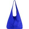 Modarno Borsa a tracolla da donna in pelle scamosciata pochette, borsa a tracolla, shopper, da donna, in vera pelle (Blu elettrico)