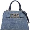 Laura Biagiotti Borsa a Mano Linea Magby, Jeans Stampato, con Tracolla Regolabile Rimovibile, Accessori Oro, Dimensioni 33x24x15 cm ART.LB26-115-1