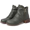 CRETUAO Stivaletti da Donna con Tacco Basso e Grosso,Comodi Stivaletti Invernali con Cerniera Laterale e Punta Tonda,Scarpe Eleganti Casual in Pelle Vintage