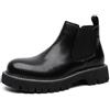 MANLADUO Chelsea Boots - Stivali alti da uomo in pelle, suola spessa, stivaletti neri