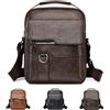 LLELEMAMO Borsello Uomo Tracolla Business Casual - Borsa Crossbody Pelle PU per Lavoro e Viaggio, Piccola Borsa Messenger Spalla, Sling Bag Vintage Quotidiana con Scomparto Tablet, Impermeabile (E)