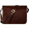 Time Resistance Borsello Uomo Tracolla Pelle Fatto a Mano in Italia da Esperti Artigiani - Pratica Borsa Porta PC da 12 Pollici - Comoda Borsa da Lavoro con Organizer (Marrone)