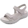 SMajong Sandali Donna Ortopedico con Adjustable Strappo Sandali Estivi Leggere Comode Cuoio Artificiale Sandali con Zeppa Vintage Moda Scarpe Versatili, B Grigio,41 EU