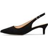 GENSHUO Scarpe décolleté da Donna con Cinturino Posteriore e Tacco Basso, Camoscio Nero, 37 EU