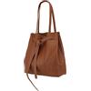 SH Leder ® - Borsa shopper da donna in vero cuoio con fiocco e tasca interna, disponibile in molti colori, borsa a spalla, borsa con manici, 29x33cm, Sandra G535, cognac, L
