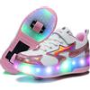 Lovelysi Unisex Scarpe da LED Luce Singolo Doppia Ruota Skateboard Sportive con Rotelle Automatiche Ruota Outdoor Multisport Ginnastica Running Sneaker USB Ricaricabile