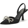 Ecoodisk 2022 Summer Women's High Heels Fashion Punta Diamond Bow Diamond Ladies Stilettos Banchet Party Elegant Female Slingback Sandals