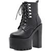 FhiHUEpr Stivaletti da Donna con Lacci con Tacco Largo Ultra Alto da 15 cm - Stivali Invernali Leggeri e Comodi per Gli Outfit quotidiani,Nero,36 EU