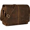 STILORD Alex Borsa da studente in pelle per l'università ufficio lavoro Grande borsa a tracolla vintage Messenger Cartella in cuoio Colore:calais - marrone