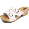 BeComfy Ciabatte da Donna in Legno Zoccoli Scarpe con Tacco Scarpe in Legno Sandali Pelle Zoccoli da Giardino Muli Nero Bianco 36-41 EU (Bianco, Numeric_35)