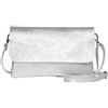 AMBRA Moda GLX11 - Borsa a tracolla da donna, in vera pelle, con tracolla rimovibile e regolabile, adatta per cellulari e tablet fino a 7 pollici, (argente)