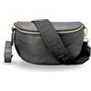 Adel Bags Marsupio da donna in vera pelle Emma oro, fatto a mano, borsa a tracolla con larghezza opzionale e fantasia cinghie alla moda, made in Italy, nero oro 5, L, Tracolla