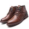 SWZEC Stivali da Motociclista Uomo Classici Impermeabili Stivali Stringati Vintage Combat Stivaletti Chukka Invernali Antiscivolo Comode Trekking Esterno Biker Boots Marrone 43