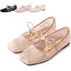 GHTRHSB Ballerine da donna in pizzo ricamate floreali Mary Jane eleganti fiocco punta quadrata scarpe basse leggere traspiranti comode casual scarpe da lavoro per donna