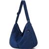 DAINAOTM Borsa a tracolla in tela per donne e uomini, grande, borsa messenger, da viaggio, lavoro, shopping, 1 blu navy., Large