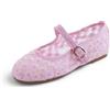 Feversole Girls Cute Dress,Ragazze Mary Jane Strap Scarpe Basse Ballerine da Principessa Scarpe da Scuola Piatte Fiore Nero Cinturino Elastico in Pizzo Rosa 34 EU