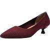 CRETUAO Décolleté in Maglia con Fondo Morbido con Tacco Gattino da Donna,Scarpe A Punta Comode con Tacco Basso alla Moda,Décolleté Classici per Abiti da Cerimonia Nuziale in Maglia,Burgundy,39 EU