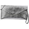 SH Leder Borsa a tracolla in vera pelle, piccola borsa da sera, in pelle scamosciata o metallizzata, 31,5 x 16,5 cm, Palma G299, argento, s