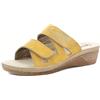 inblu Ciabatte Donna a Doppia Fascia con Strass e Chiusura Regolabile a Strappo, Plantare in Vera Pelle, dal 35 al 41, Sandali, Giallo, 40 EU