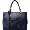 Bottega Carele Borsa a mano in vera pelle stampa floreale made in Italy BC143 (Blu)