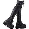 Edelaura Stivali Overknee da Donna Inverno Neri Eleganti con Plateau Gothic Punk Lunghi con Cerniera Laterale e Lacci Sotto Ginocchio Stivali Moda Motard Casual