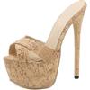 LIUGUISUOCHBH Décolleté da Donna con Tacco a Spillo 16 cm - Sandali con Plateau per Pole Dance - per Look quotidiani Feste di Incontri e Matrimoni,Apricot,36 EU