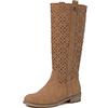 QUEEN HELENA Stivali Traforati Semplici Classici con Tacco Basso Donna X28-106 (Marrone, Sistema Taglie Calzature EU, Adulto, Donna, Numero, Media, 36)