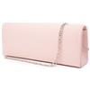 Emila Pochette raso rosa elegante cerimonia da donna ragazza signora Borsa a mano piccola Clutch borsetta tinta unita di moda matrimonio comunioni Raso Rosa
