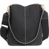 BTRYLDCFA Borsa Camoscio Marrone Borsa a secchiello vintage da donna in pelle a spalla di grande capacità con tracolla da donna con manico borse selvagge(Black)