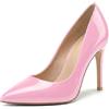 Golden Beads Scarpe décolleté da donna, con tacco alto a spillo, per feste, club, lavoro e appuntamenti, taglie da 36 a 46, Rosa (Vernice rosa.), 45 EU